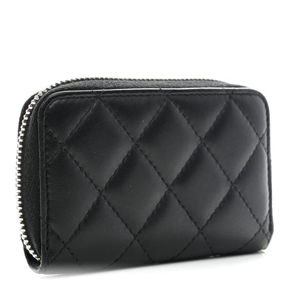 Chanel Lambskin Quilted Zip Coin Purse Black 3 of 7