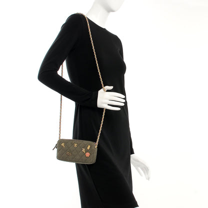 Chanel Canvas Quilted Coco Cuba Small Clutch With Chain Khaki 2 of 9