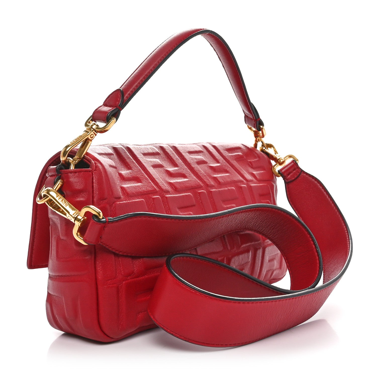 Fendi Nappa FF 1974 Embossed Baguette Fragola 2 of 11