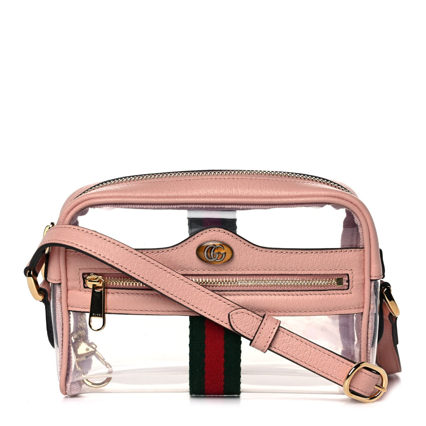 Vinyl Web Mini Ophidia Transparent Shoulder Bag Perfect Pink