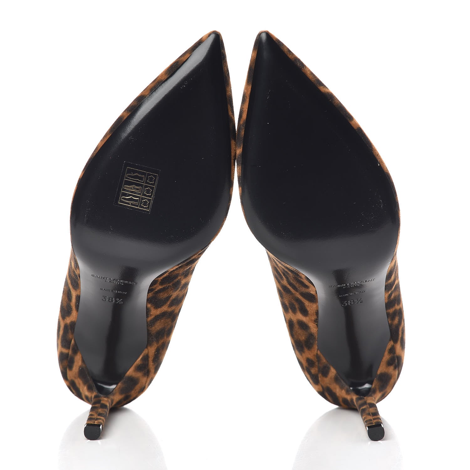 Saint Laurent Suede Leopard Printed Anja Pumps 38.5 Natural Coffee 5 of 9