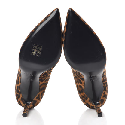 Saint Laurent Suede Leopard Printed Anja Pumps 38.5 Natural Coffee 5 of 9