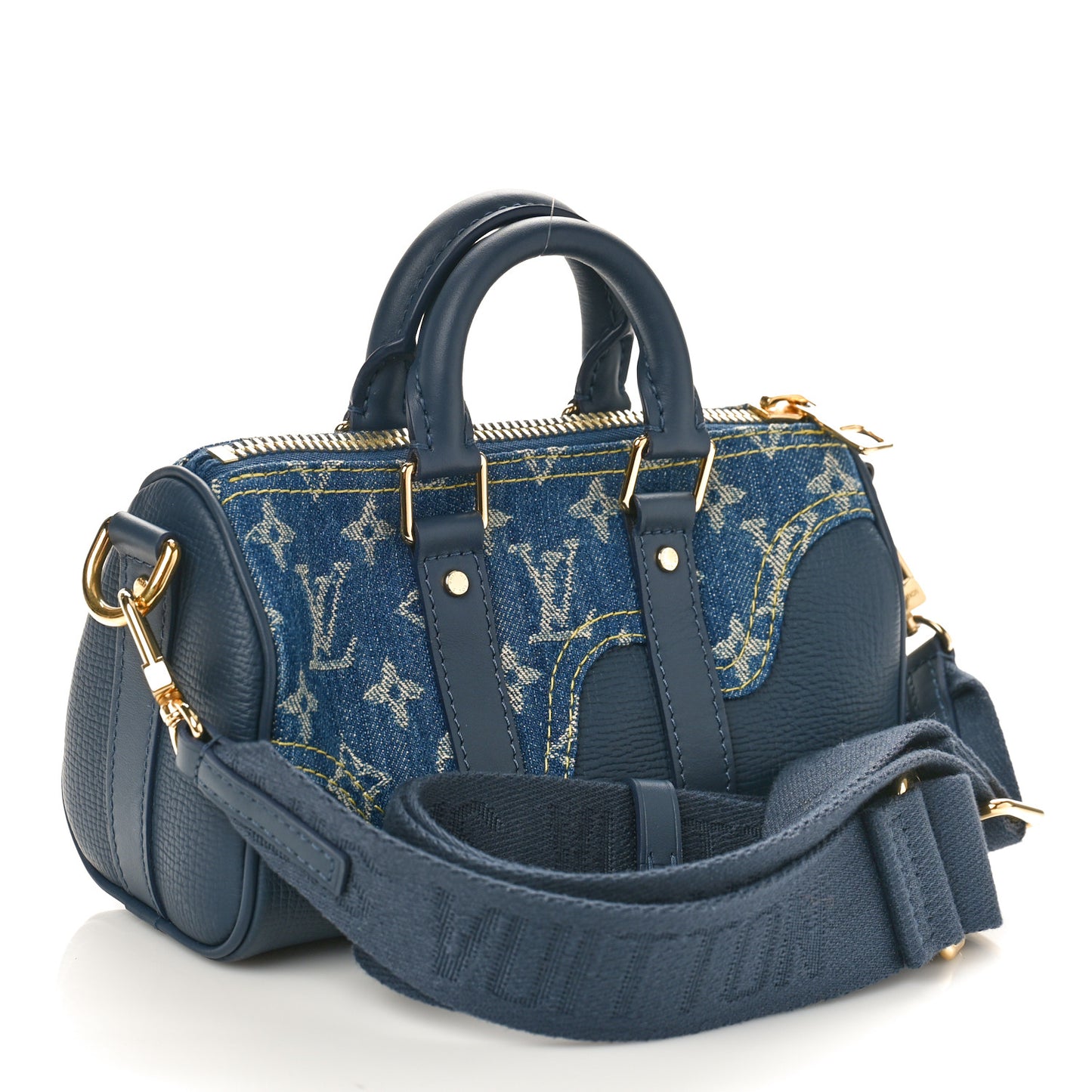 X NIGO Taurillon Monogram Denim Drip Keepall XS Blue