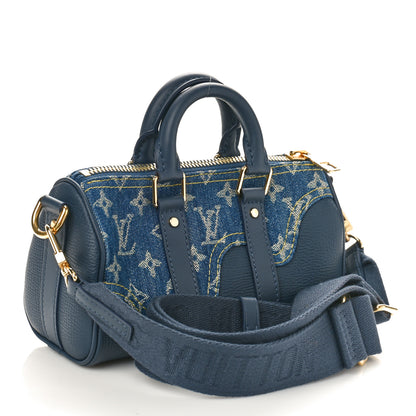 Louis Vuitton X NIGO Taurillon Monogram Denim Drip Keepall XS Blue 3 of 9