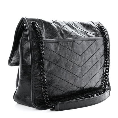 Saint Laurent Crinkled Calfskin Matelasse Monogram Medium Niki Chain Satchel Black 3 of 12