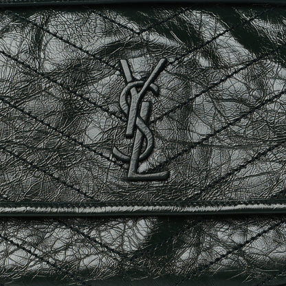 Saint Laurent Crinkled Calfskin Matelasse Monogram Medium Niki Chain Satchel Military Olive 7 of 9