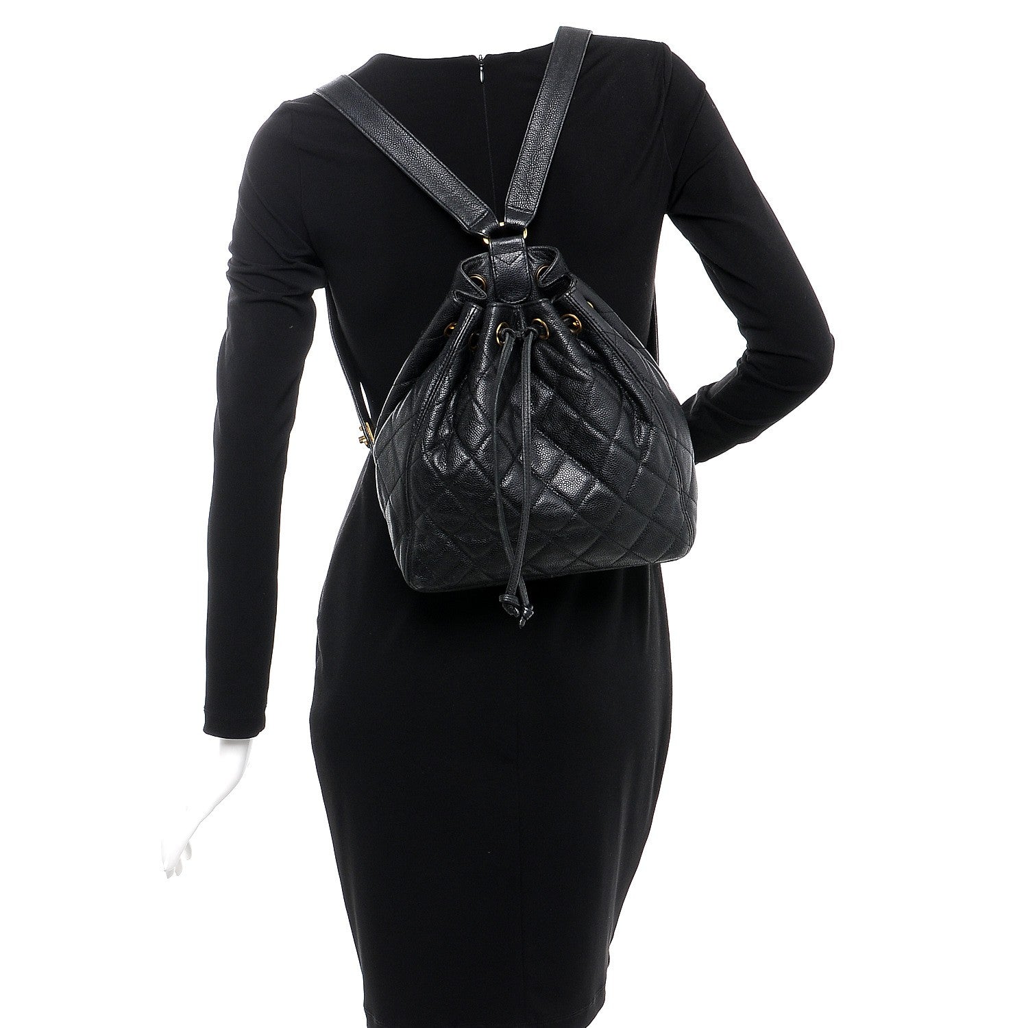 Chanel Caviar Quilted Drawstring Backpack Black 2 of 15
