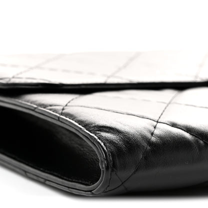 Chanel Shiny Crumpled Calfskin Quilted Large Clutch Black 10 of 13