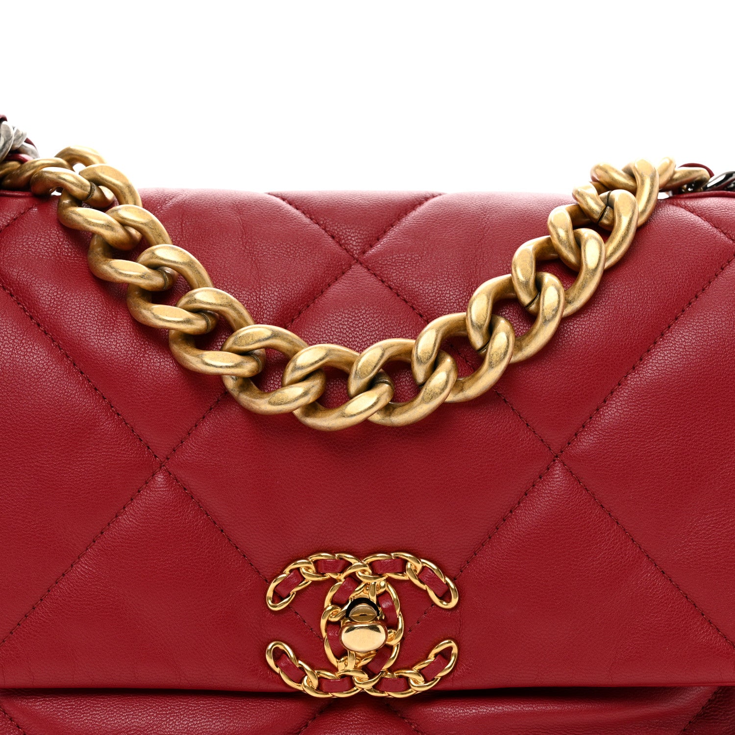 Chanel Goatskin Quilted Large Chanel 19 Flap Red 5 of 10