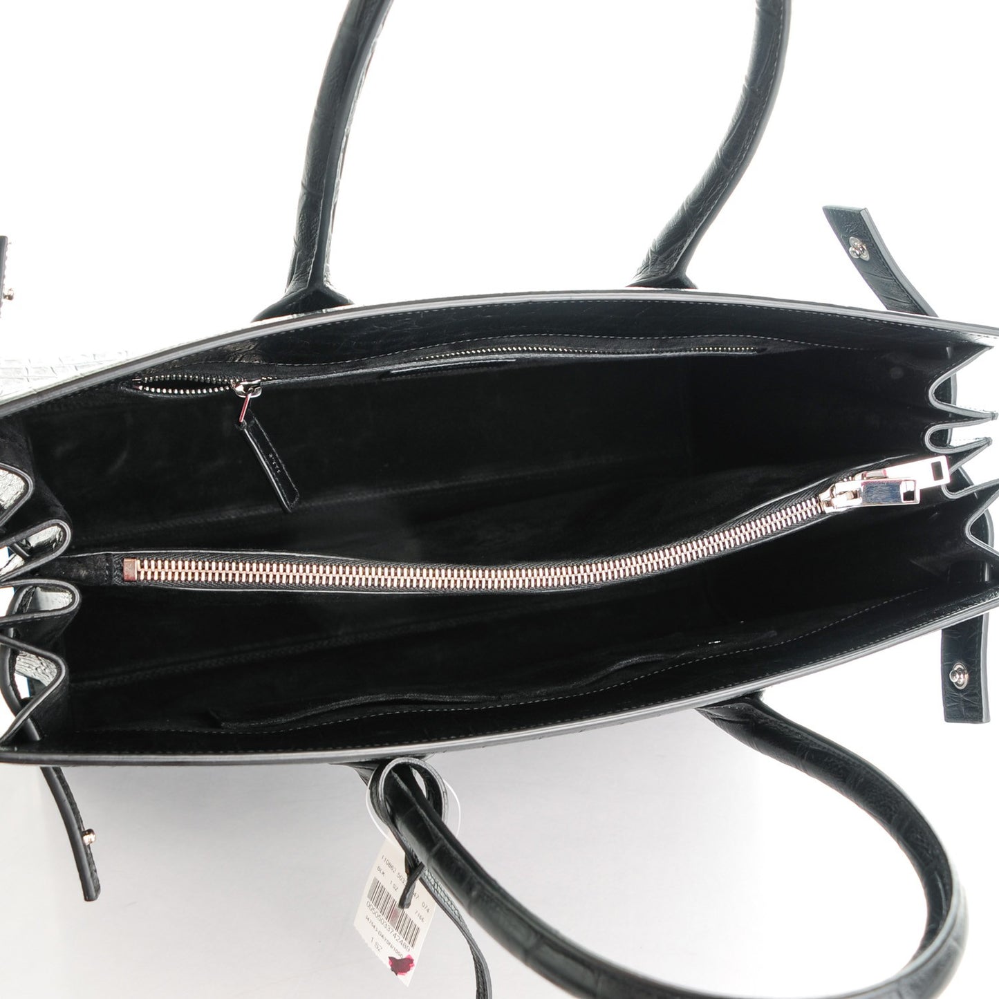 Calfskin Crocodile Embossed Large Sac De Jour Carryall Black