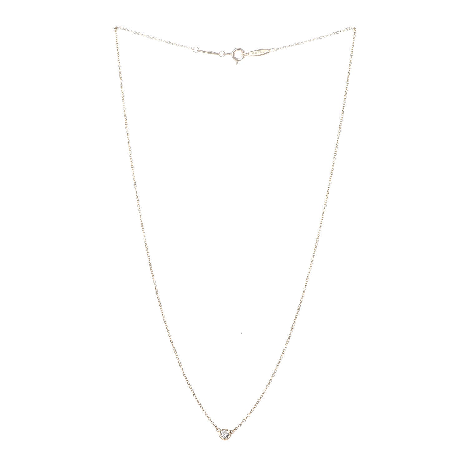 Tiffany 18K Yellow Gold Diamond .14ct Elsa Peretti Diamonds by the Yard Pendant Necklace 3 of 6