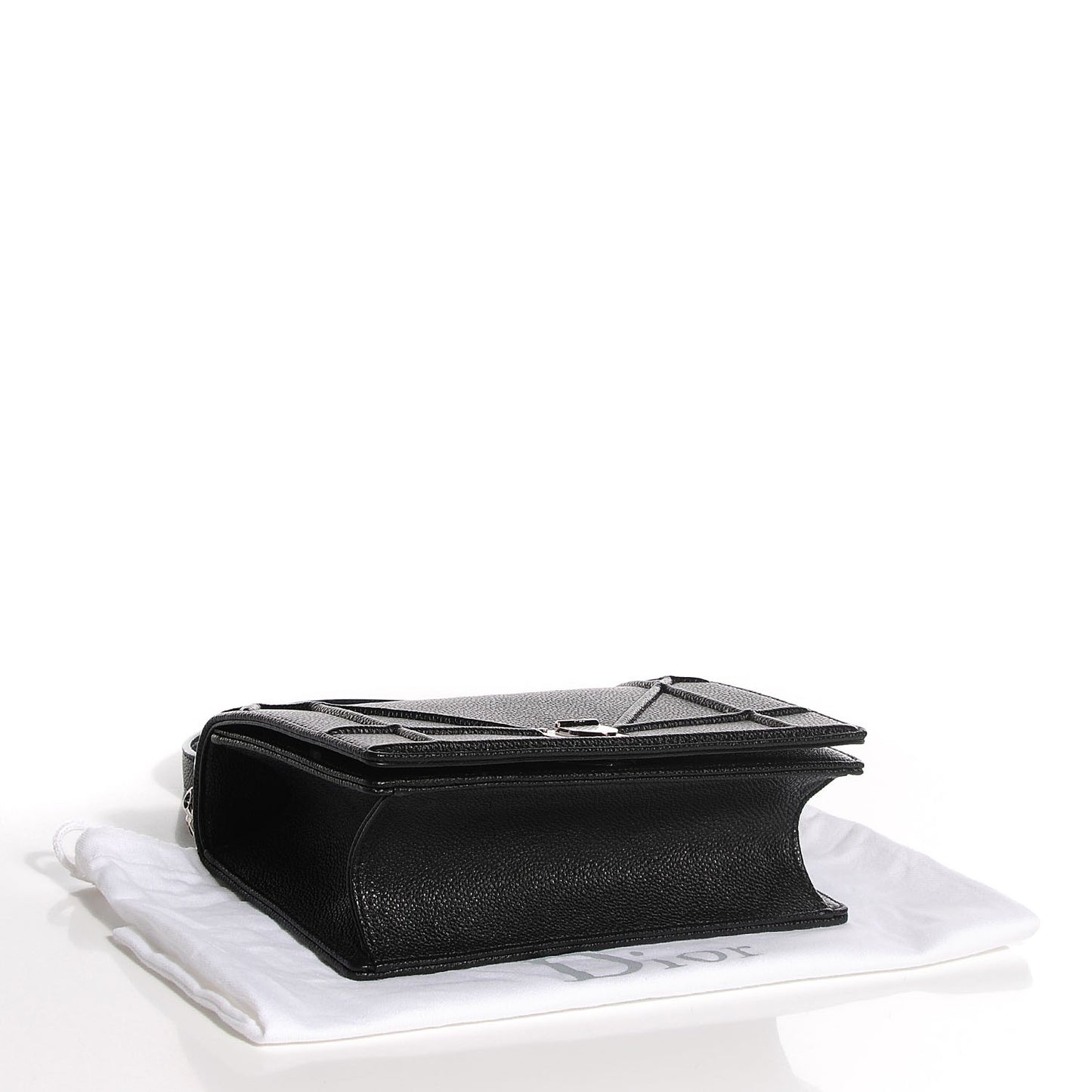 Grained Calfskin Small Diorama Flap Bag Black
