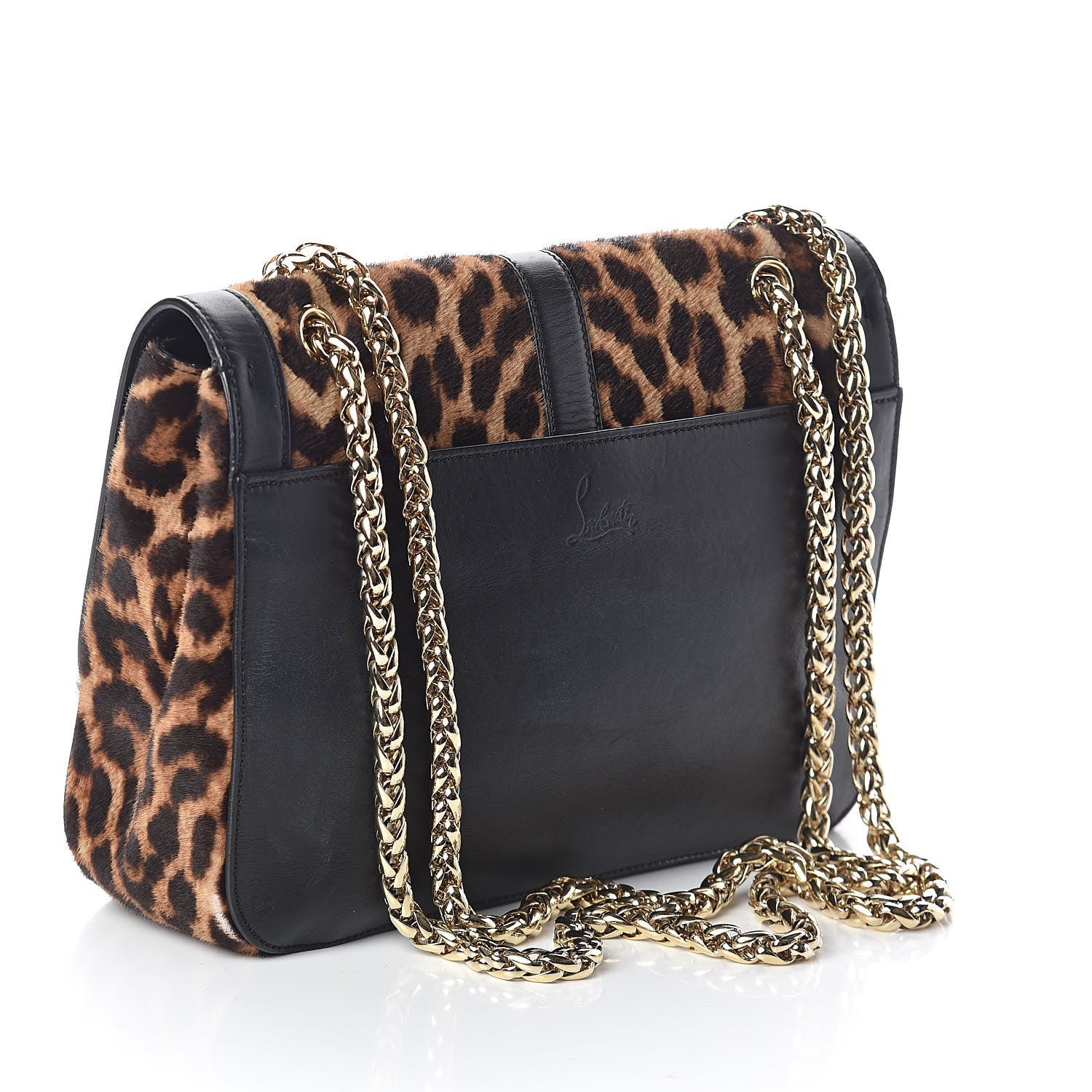 Christian Louboutin Pony Hair Leopard Print Sweet Charity Shoulder Bag Black 3 of 10