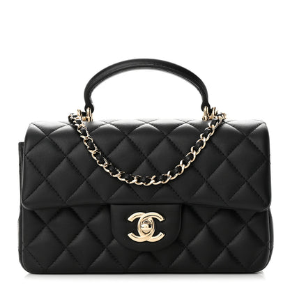 Chanel Lambskin Quilted Mini Top Handle Rectangular Flap Black 1 of 10