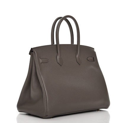 Hermes Taurillon Clemence Birkin 35 Etain 3 of 41