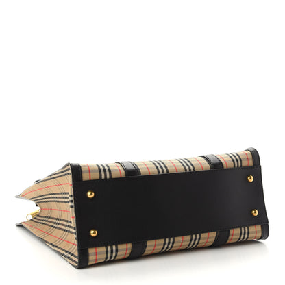 Burberry Calfskin 1983 Knight Check Link Medium Zip Tote Black 4 of 9
