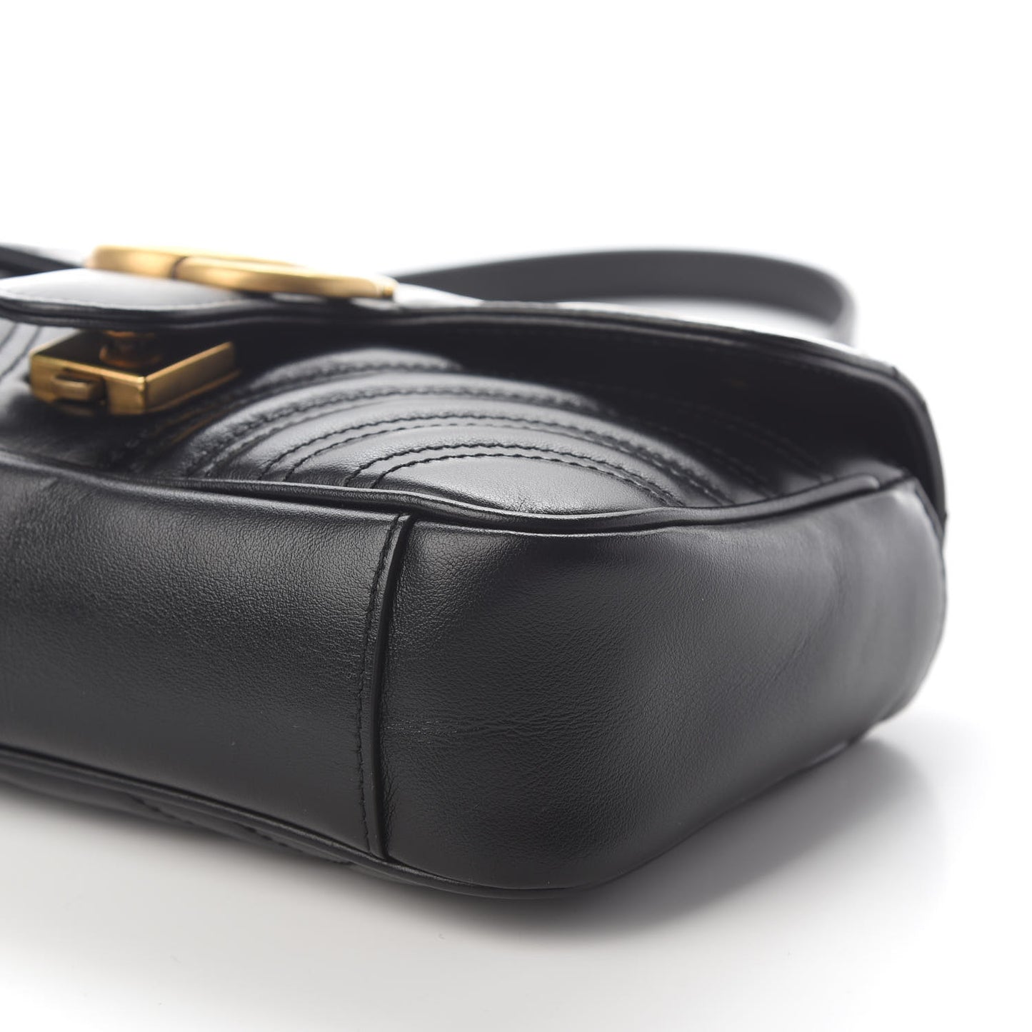 Calfskin Matelasse Mini GG Marmont Shoulder Bag Black