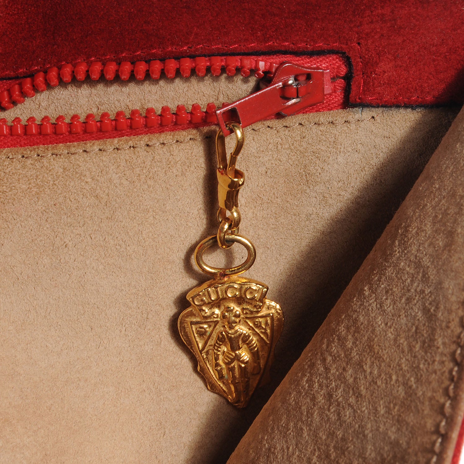 Gucci Suede GG Shoulder Bag Red 7 of 8