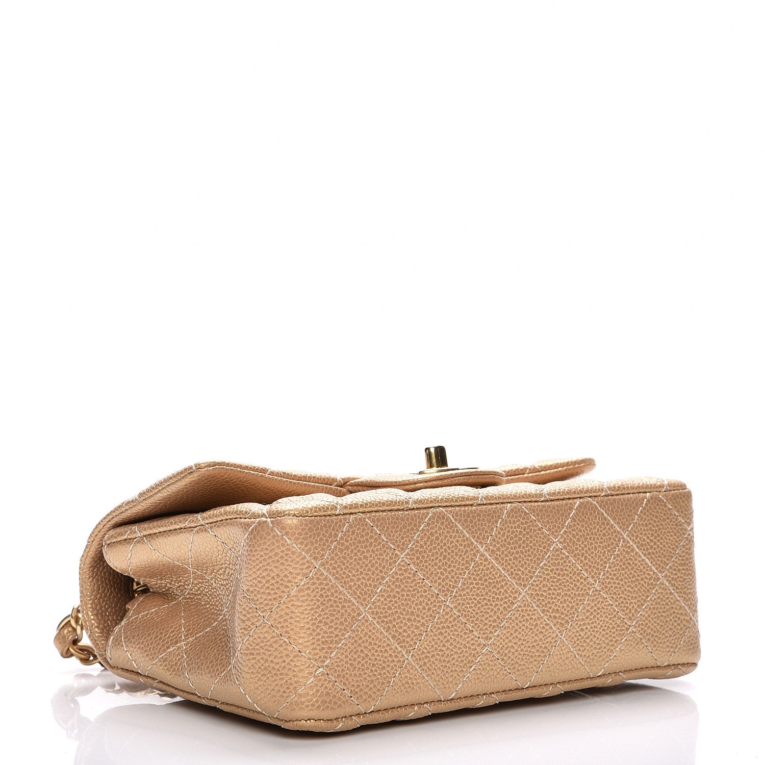 Chanel Pearly Caviar Quilted Mini Rectangular Flap Gold 4 of 8