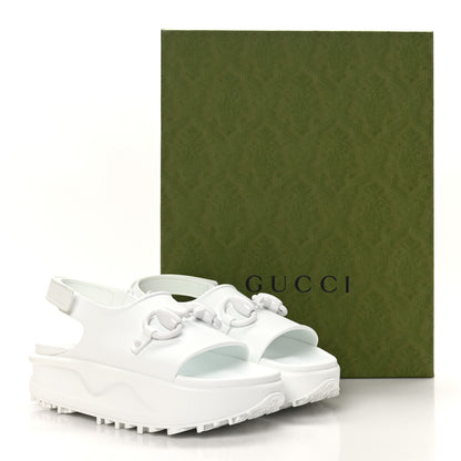 Gucci Soft Rubber Horsebit Touch Womens Strapped Sandals 37 Great White 8 of 8