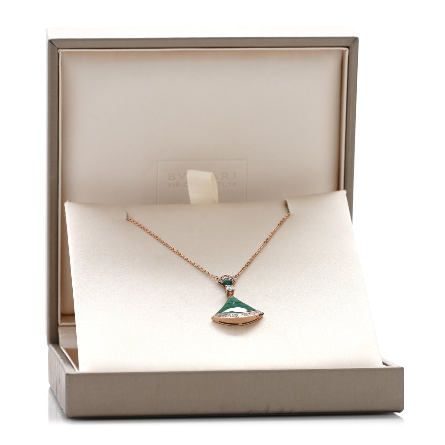 18K Rose Gold Diamond Malachite Divas' Dream Pendant Necklace