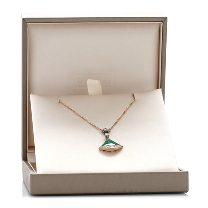 Bulgari 18K Rose Gold Diamond Malachite Divas' Dream Pendant Necklace 5 of 5