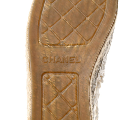 Chanel Woven Fabric Grosgrain CC Espadrilles 39 White Black 8 of 9
