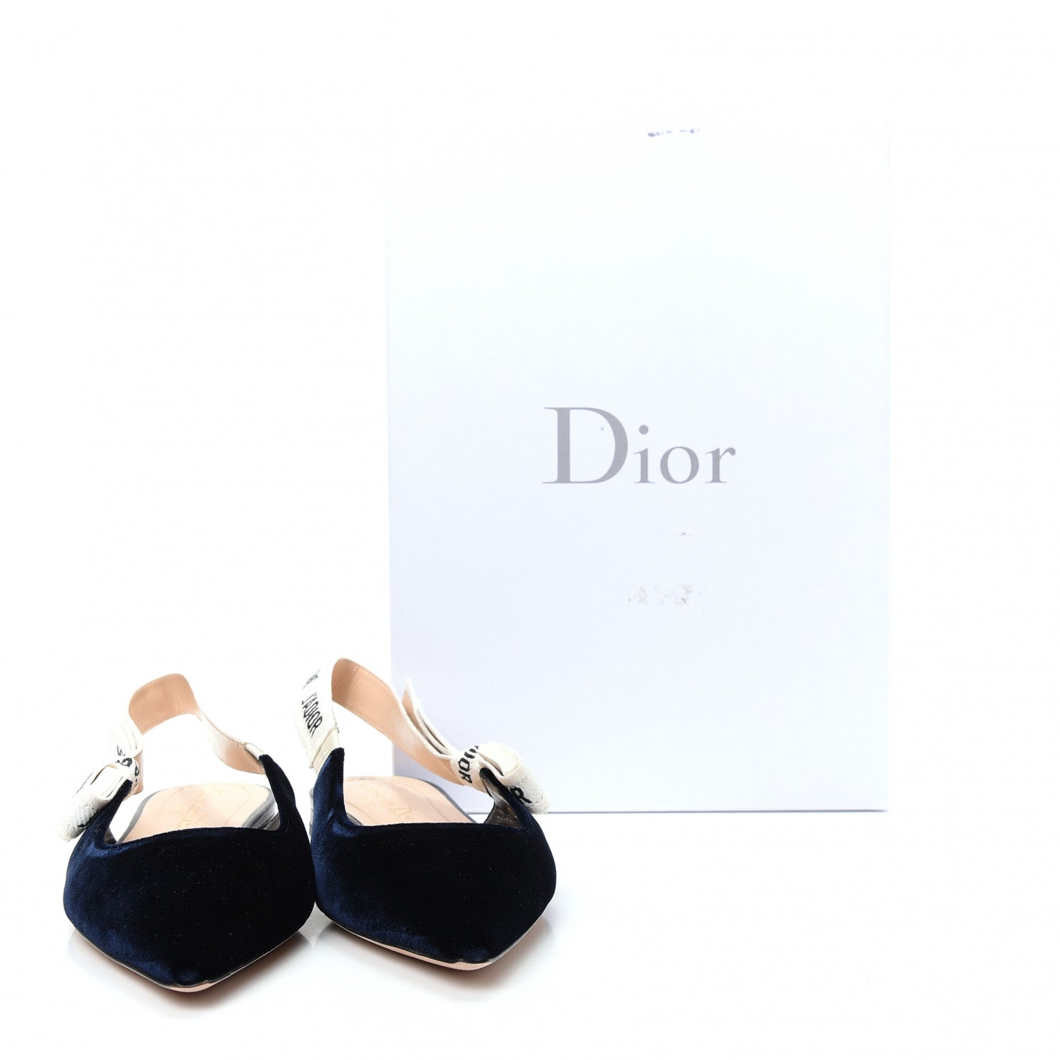 Christian Dior Velvet Ribbon J'Adoir Slingback Ballet Flats 37 Deep Blue 11 of 11