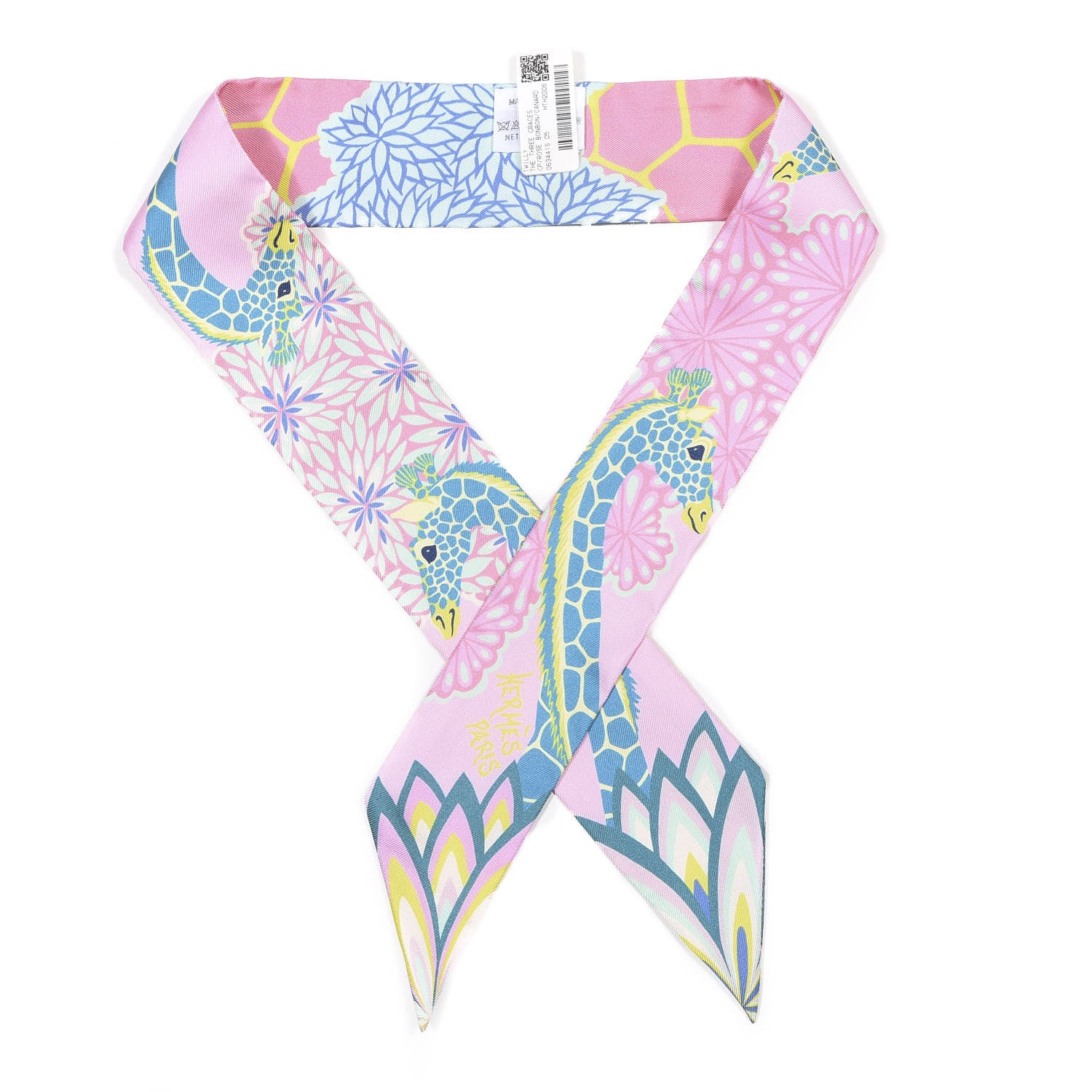 Hermes Silk Three Graces Twilly Rose Bonbon Canard 1 of 4