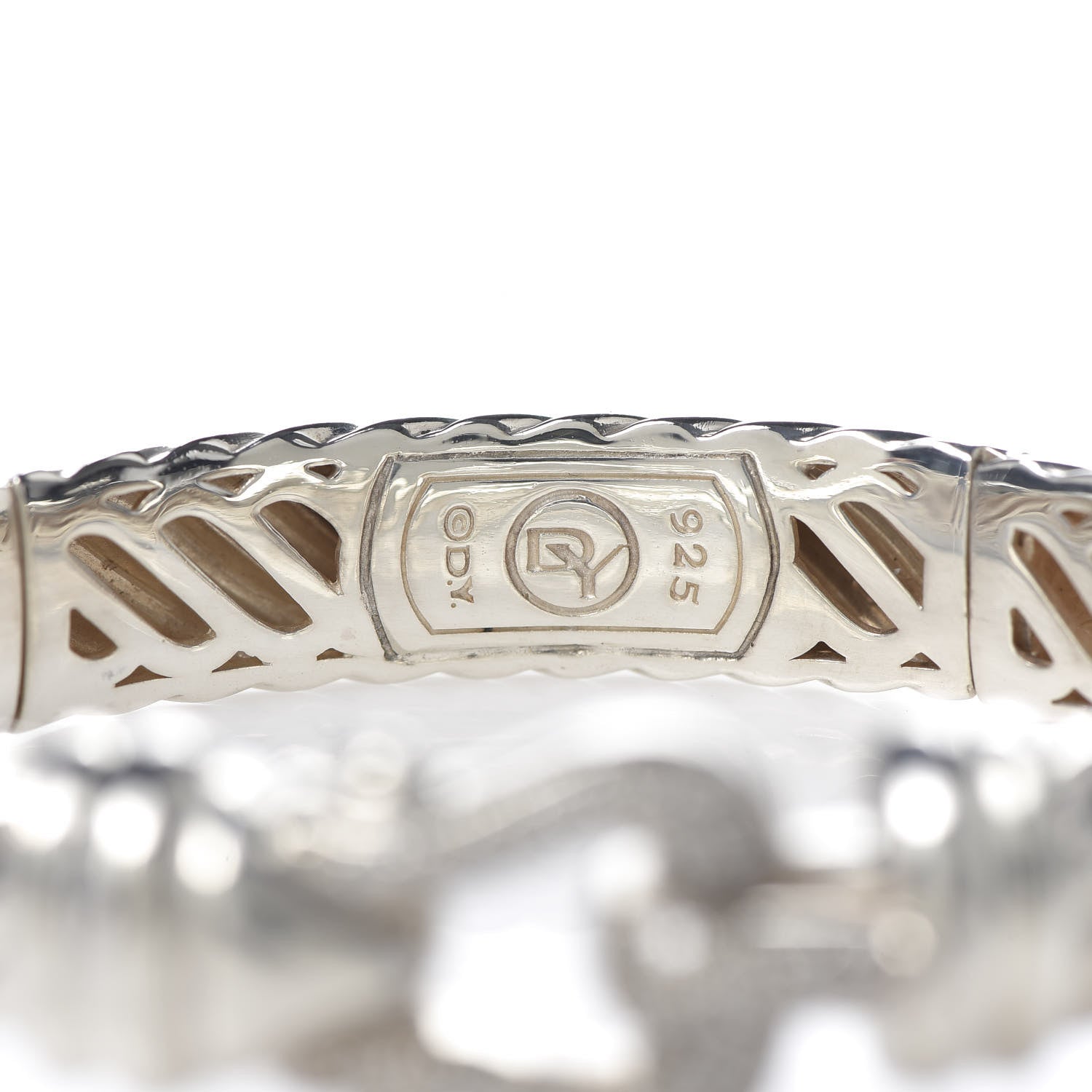David Yurman Sterling Silver Diamond 10mm Cable Buckle Bracelet 4 of 4