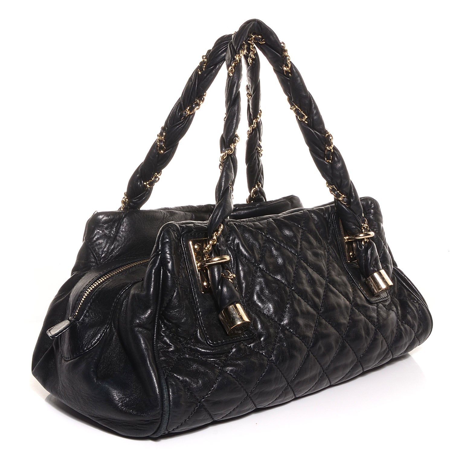 Chanel Distressed Lambskin Lady Braid Bowler Black 3 of 7