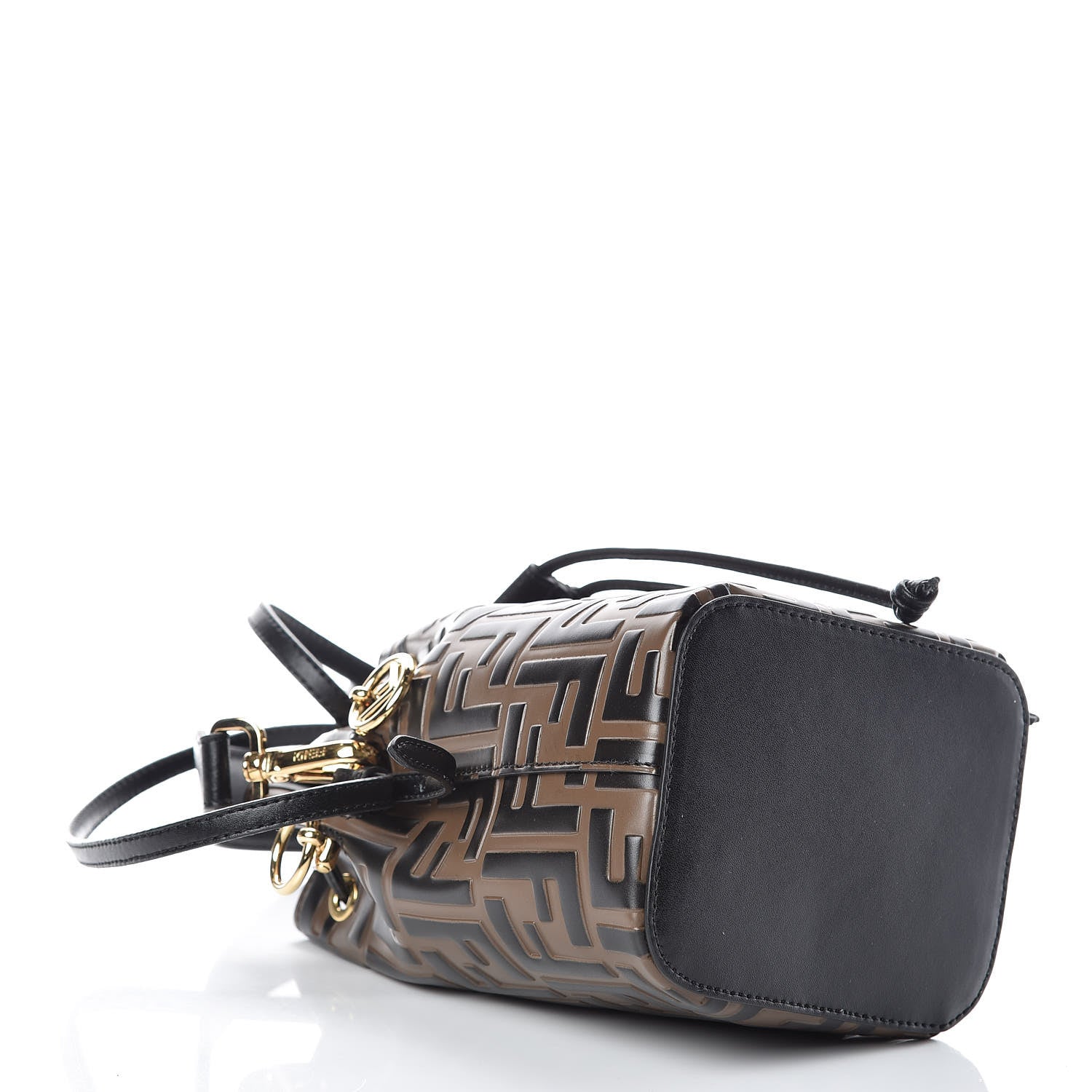 Fendi Vitello Liberty F is Fendi Bi-Color FF 1974 Embossed Mini Mon Tresor Bucket Bag Maya Black 4 of 9
