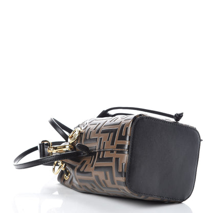 Fendi Vitello Liberty F is Fendi Bi-Color FF 1974 Embossed Mini Mon Tresor Bucket Bag Maya Black 4 of 9