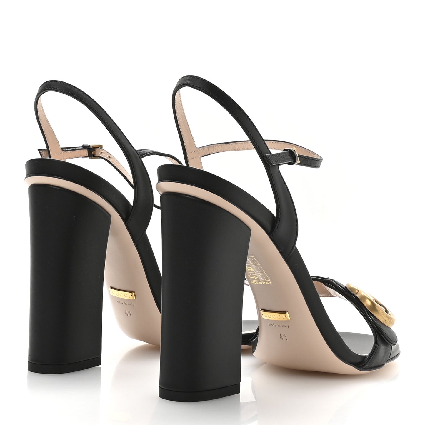 Lifford Calfskin GG Marmont Ankle Wrap 105mm Sandals 41 Black