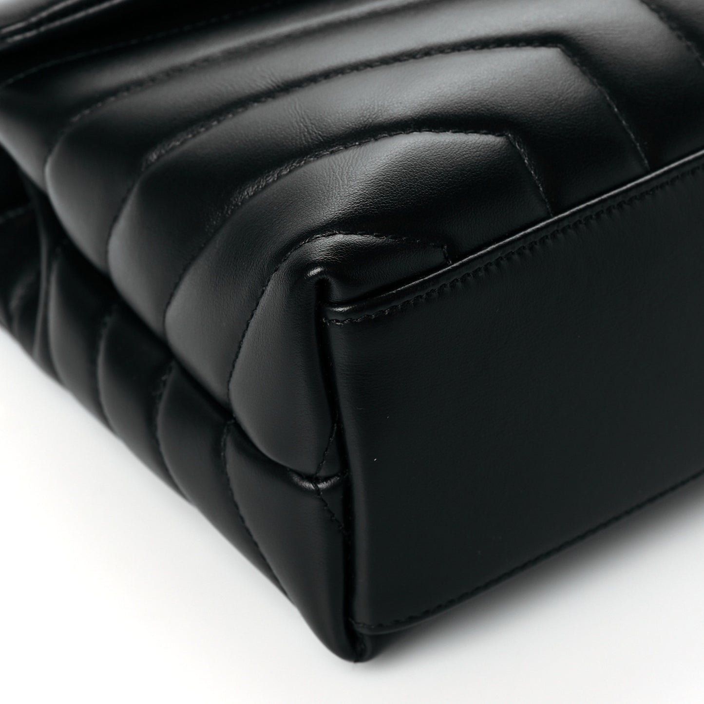 Calfskin Y Quilted Monogram Small Loulou Chain Satchel Black