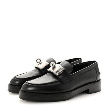 Hermes Calfskin Womens Hot Loafer 36.5 Black 4 of 9