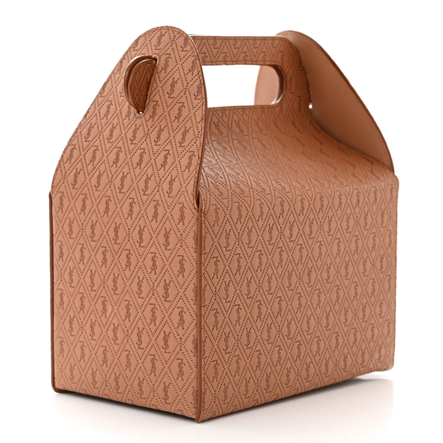 Saint Laurent Calfskin Monogram Take Away Box Dusty Vintage Brown Gold 3 of 11