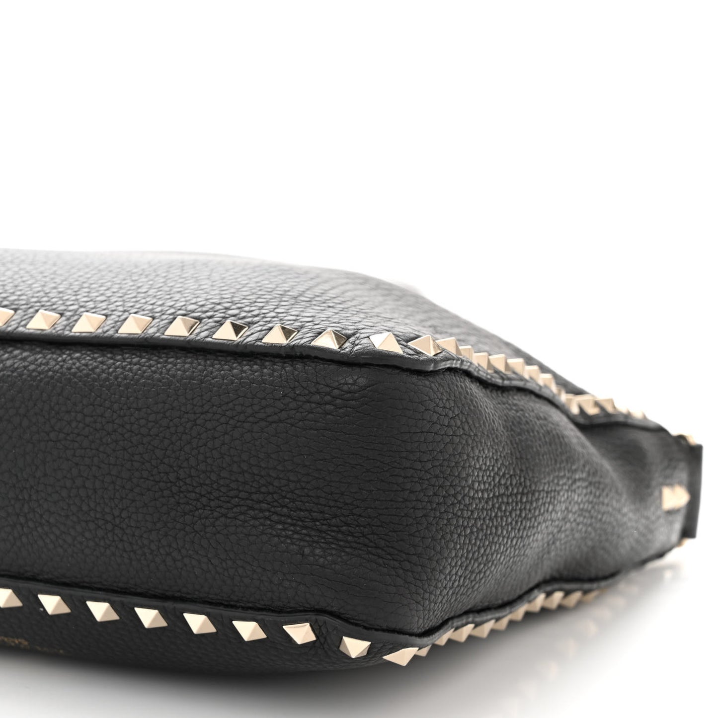 Pebbled Calfskin Small Rockstud Flip-Lock Messenger Bag Black