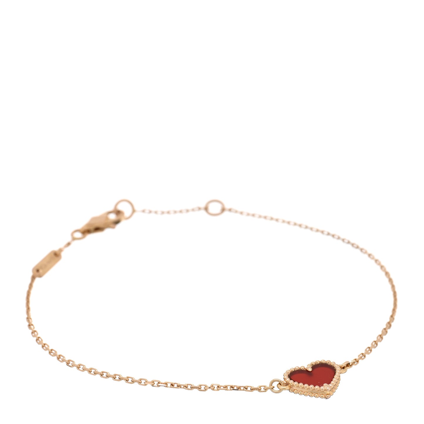 18K Rose Gold Carnelian Sweet Alhambra Heart Bracelet
