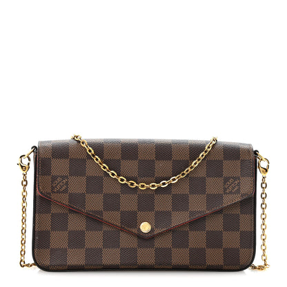 Louis Vuitton Damier Ebene Pochette Felicie Chain Wallet 1 of 14