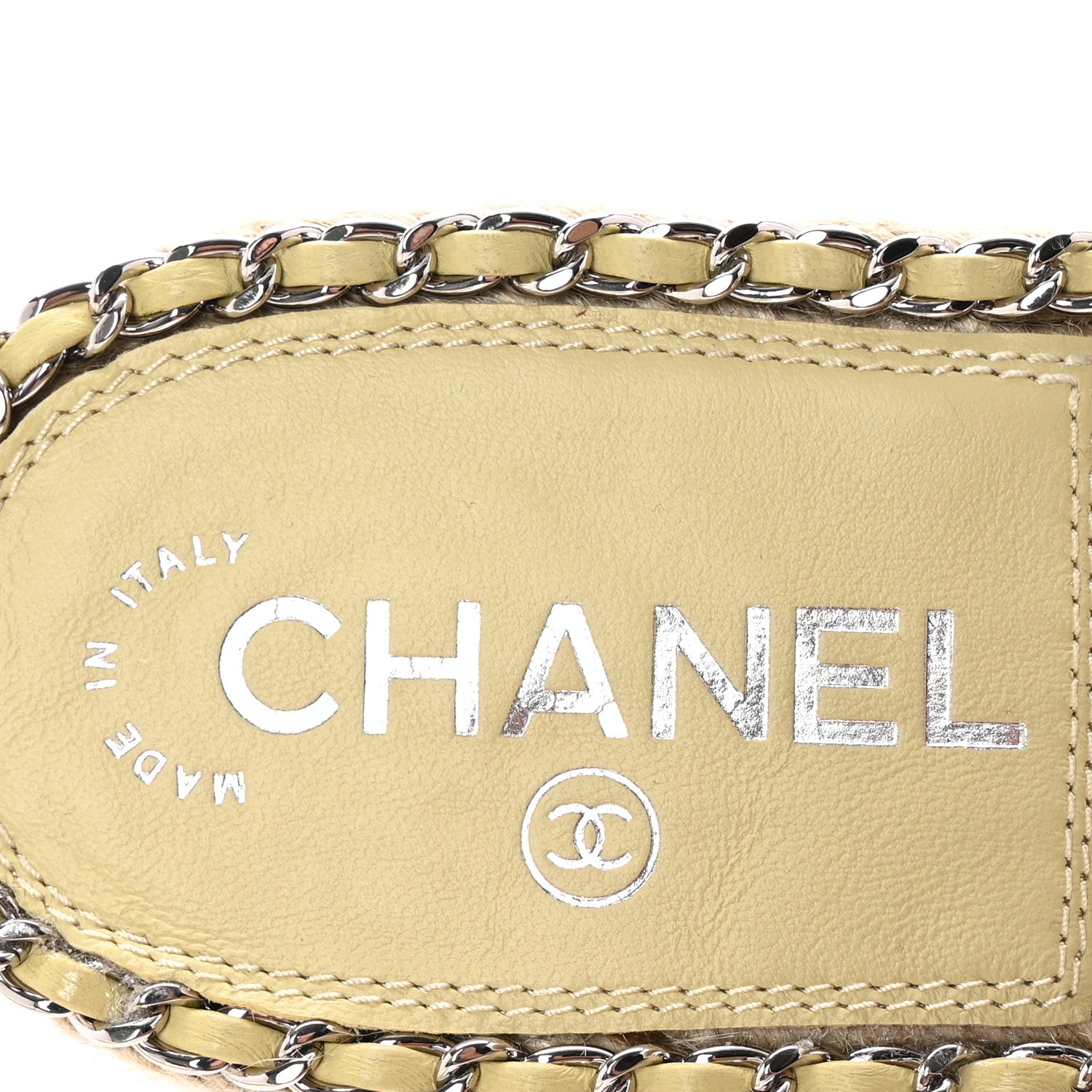 Chanel Lambskin Quilted CC Chain Espadrille Mules 37 White 8 of 10