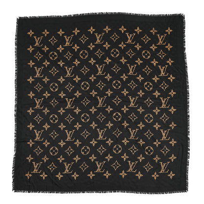Louis Vuitton Wool Silk Monogram Giant Jungle Shawl Black 1 of 3