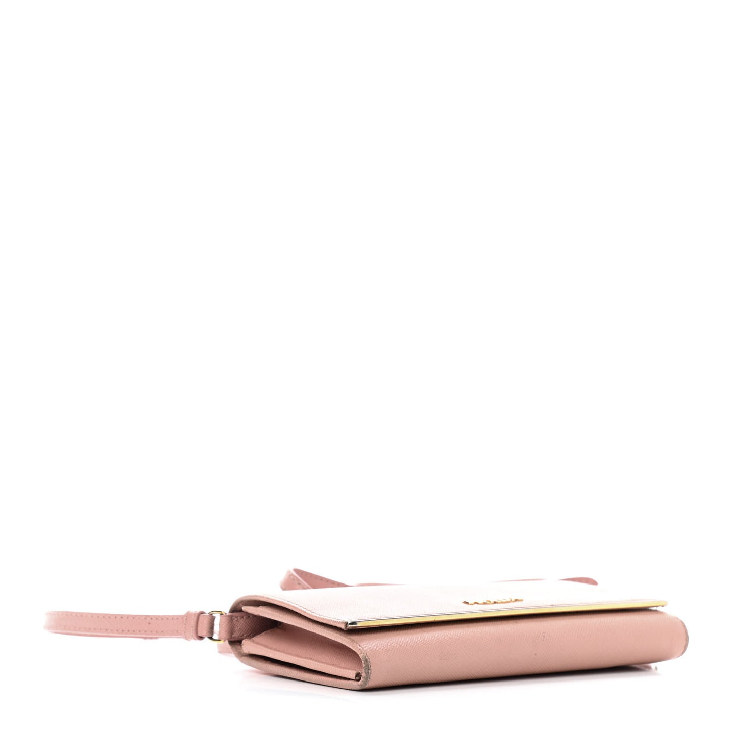 Saffiano Metal Bar Flap Wallet with Strap Orchidea