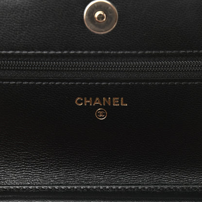 Chanel Goatskin Quilted Timeless CC Wallet On Chain WOC Black 6 of 10