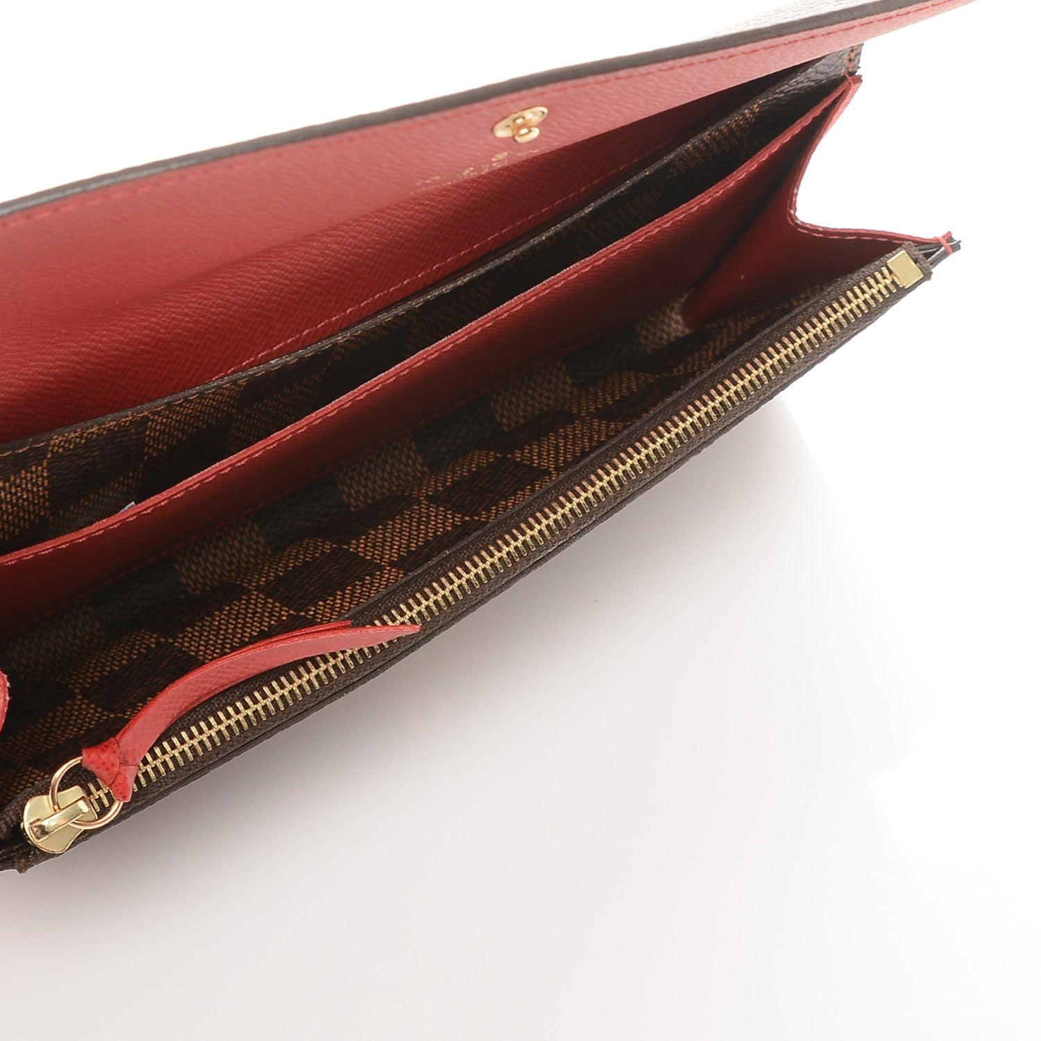 Louis Vuitton Damier Ebene Emilie Wallet Red 5 of 7