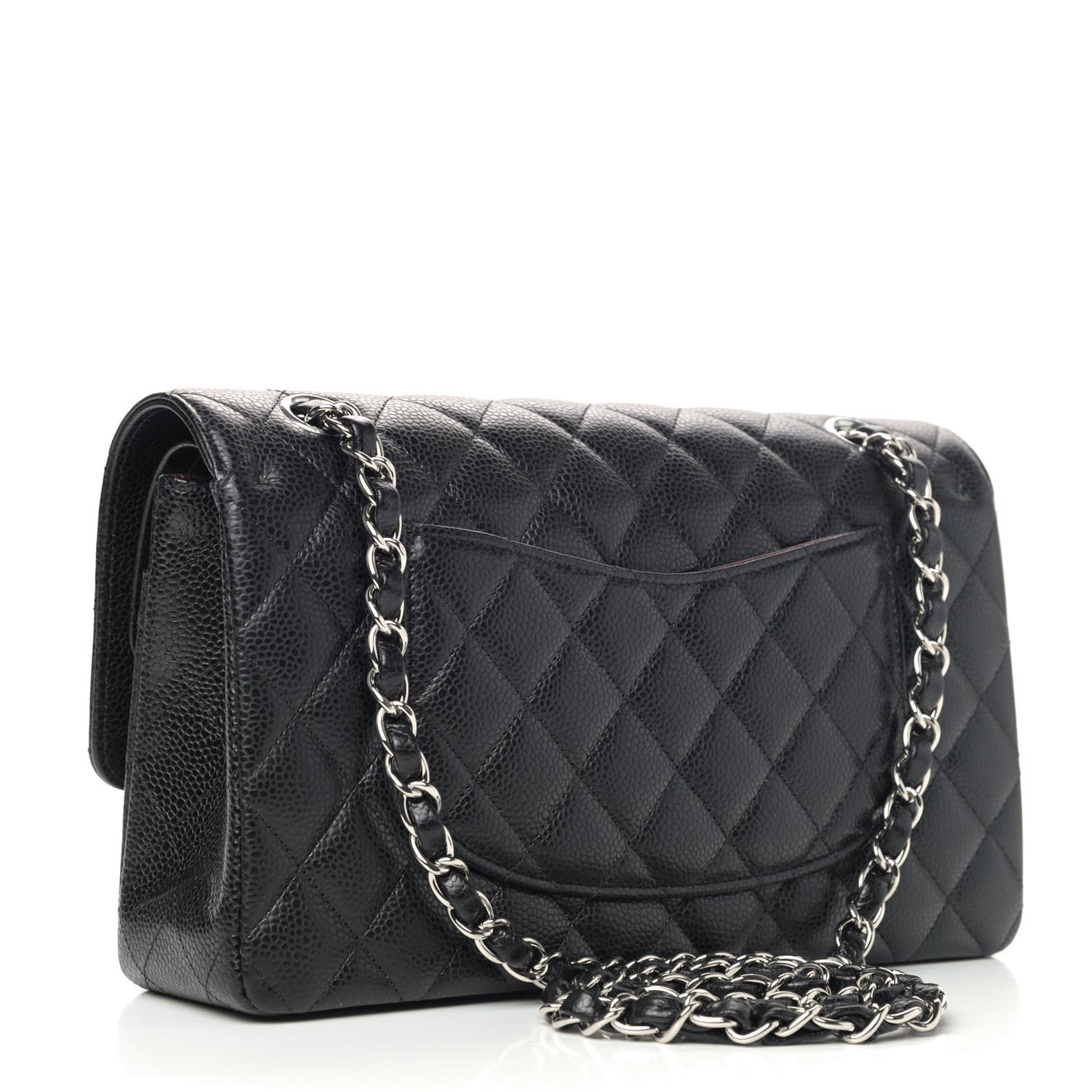 Caviar Quilted Medium Double Flap Black