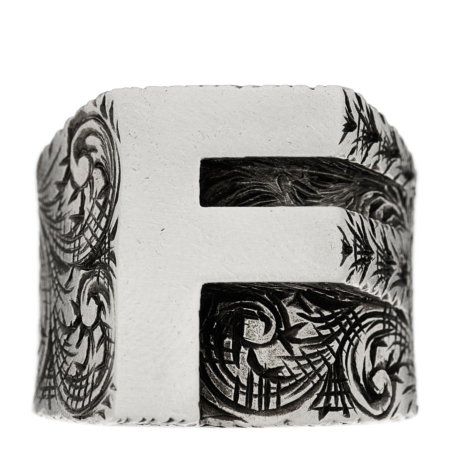 Gucci Sterling Silver Letter F Ring 63 10.25 1 of 6