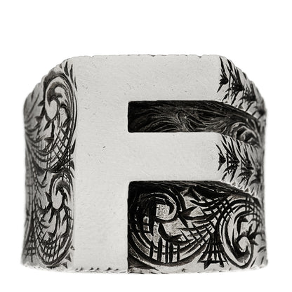 Gucci Sterling Silver Letter F Ring 63 10.25 1 of 6