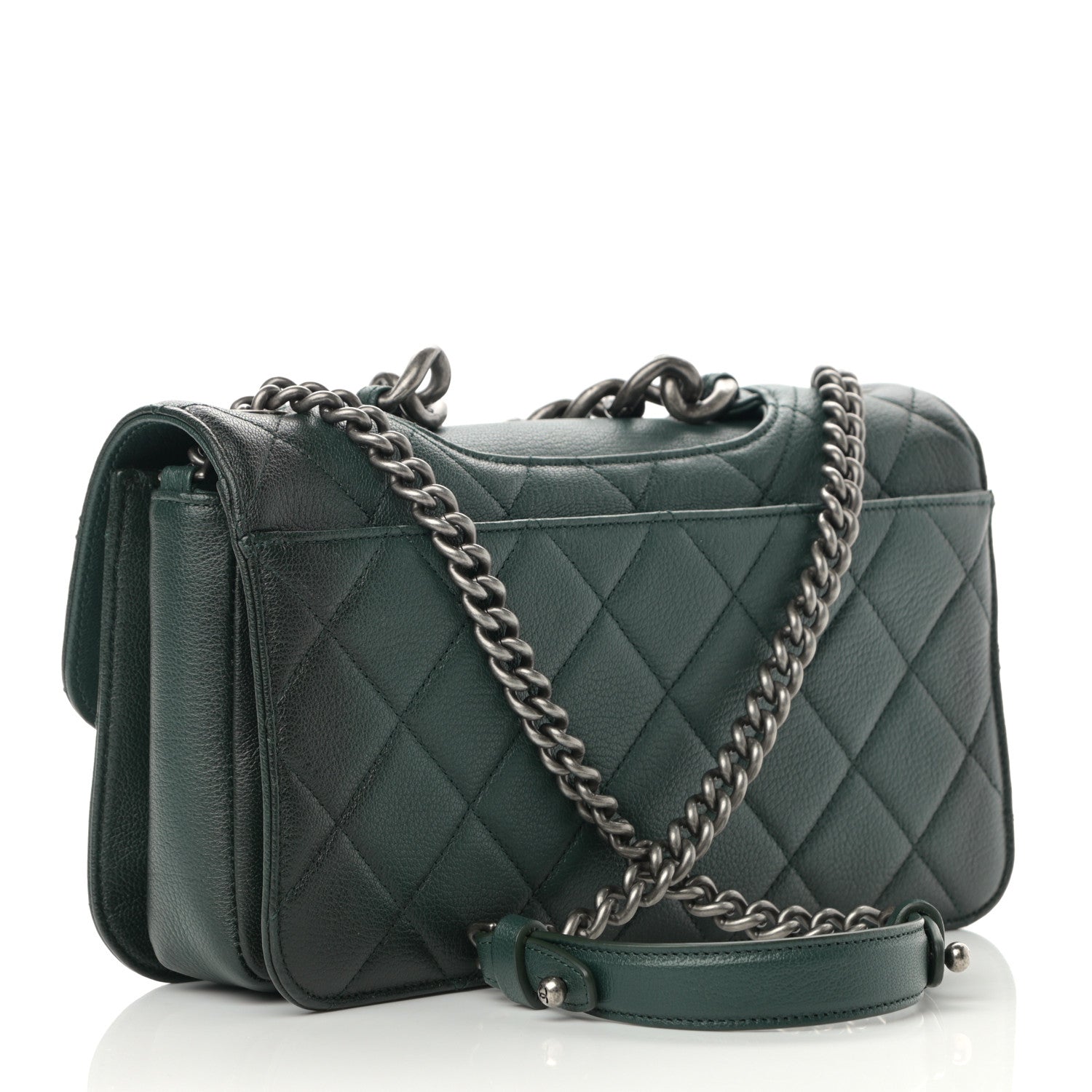 Chanel Goatskin Quilted Medium Perfect Edge Flap Green 2 of 10