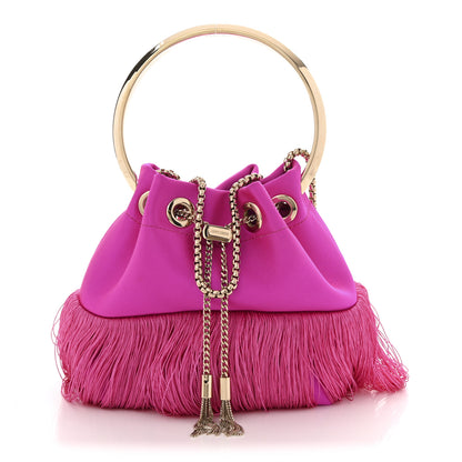 Jimmy Choo Satin Fringe Bon Bon Bag Fuchsia 1 of 12